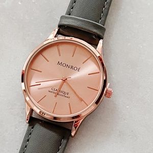 Beautiful brand new Monroe Solerose Watch with charcoal leather band